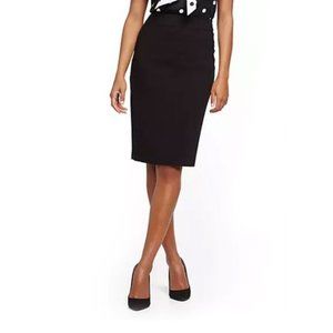 New York & Company Stretch Midi Black Pencil Business Casual Skirt Size 0